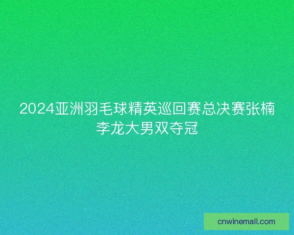 2024亚洲羽毛球精英巡回赛总决赛张楠李龙大男双夺冠