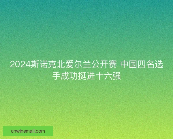 2024斯诺克北爱尔兰公开赛 中国四名选手成功挺进十六强