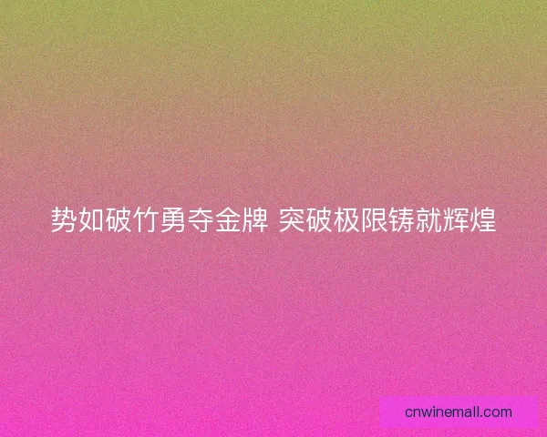 势如破竹勇夺金牌 突破极限铸就辉煌
