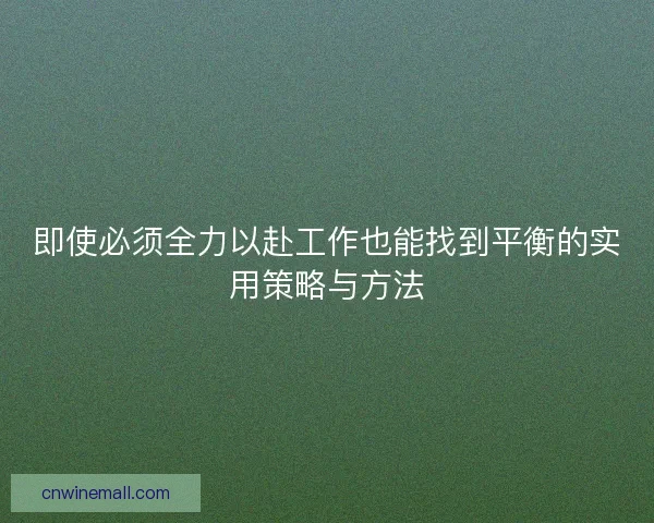 即使必须全力以赴工作也能找到平衡的实用策略与方法